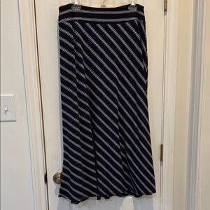 Talbots Asymmetrical Skirt in Navy and White Stripes